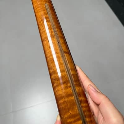 Gloss Roasted Flame Maple Electric Guitar Neck Round stainless steel 22 frets hole 10mm image 3