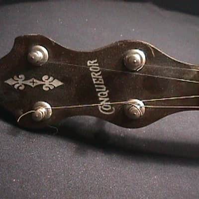 An Antique Conqueror Tenor Banjo with Resonator in it's Original Case & Ready to Play 2 B image 3