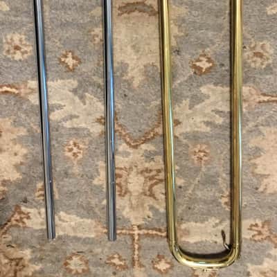 SUMMER DEAL F E OLDS LOS ANGELES .554 / .565 DUAL BASS TROMBONE 10INCH BELL SINGLE ROTAR 1948 EXCELLANT SHAPE ORG. CASE WITH MPC image 4