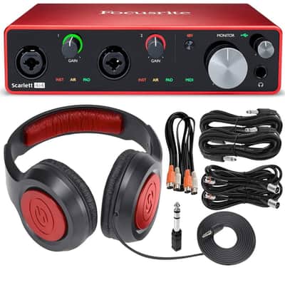 Focusrite Focusrite Scarlett 4i4 4-in 4-out USB Audio Interface (3rd Generation) + Xpix SR360 Over-Ear Dynamic Headphones, Cables and Accessories image 1