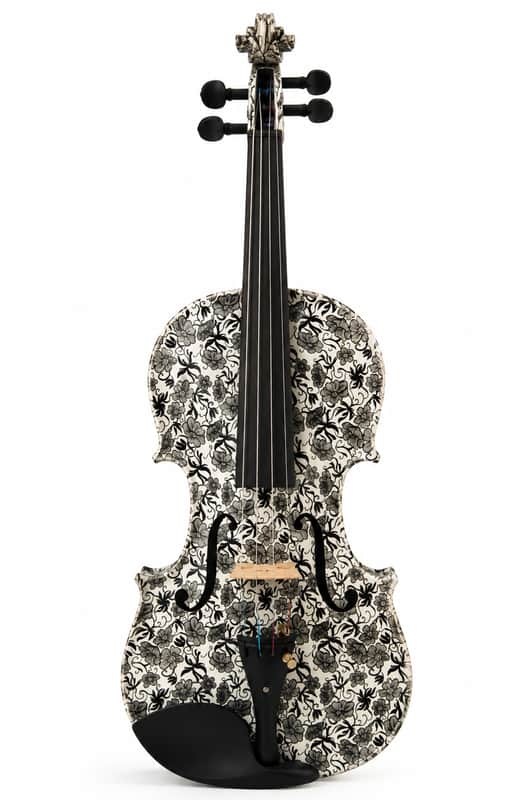 Geneva Dark Meadow 4/4 Electric Violin – Visual Art Floral Design, Passive Pickup, Volume & Tone w/ Case & Bow image 1