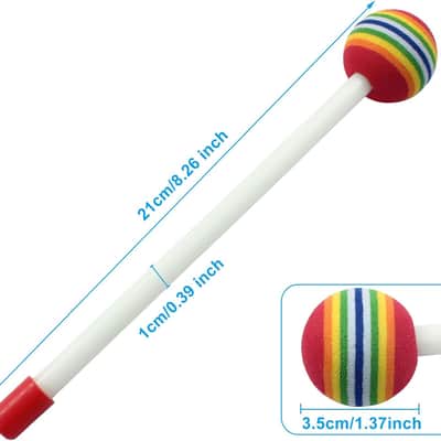 6 Pieces Lollipop Felt Drum Stick, 8.3 inch Timpani Mallets, Soft Foam Head Percussion Sticks, Rainbow Plastic Drumsticks Hand Percussion Toy for Adults Musical Instrument Accessories image 2