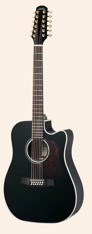 Walden D642RCEB-G Natura Solid Sitka Top-Mahogany 12-String Armrest Dreadnought Acoustic Cutaway-Electric Gloss Black w/Gigbag image 1