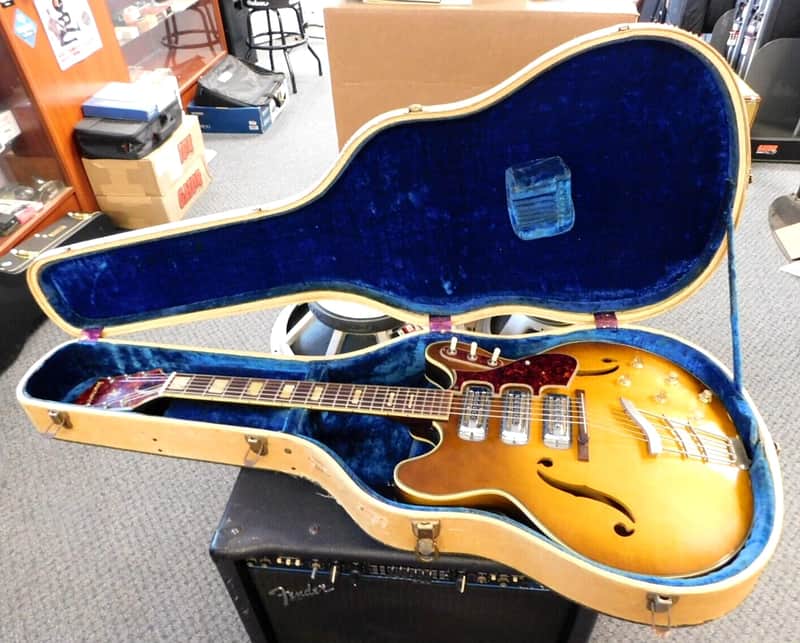 Vintage 1960's Harmony H-75 Hollowbody Electric Guitar w/Case! DeArmond Pickups! Honey Sunburst Finish!!! image 1