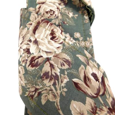 Vintage Sage Rose Handmade Guitar Strap Shades of Green, Brown, Cream, White image 5