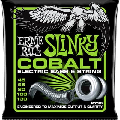 Ernie Ball 2736 Regular Slinky Cobalt 5-String Bass Guitar Strings, 45-130 Long Scale image 1