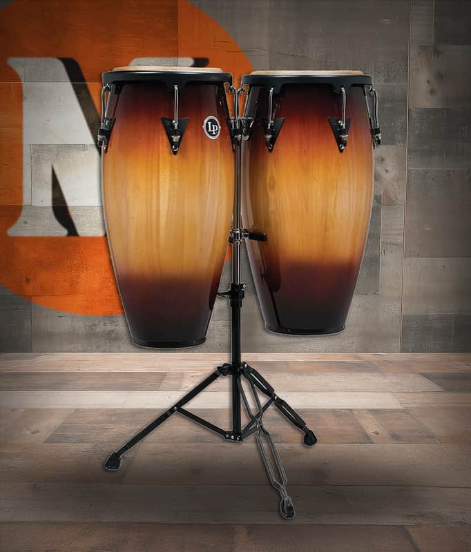 Latin Percussion LP Aspire 11 - 12" Conga Set - Oak Vintage Sunburst w/ Stand (LPA647-VSB) image 1