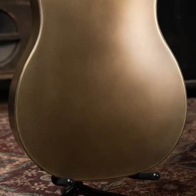 National Style 1 Baritone Tricone Resonator, Slimline Pickup - Antique Brass with Hardshell Case image 8