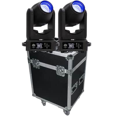 (2) American DJ VIZI Beam RX2 Moving Head Fixture, Rockville RMH2C Case Bundle image 1