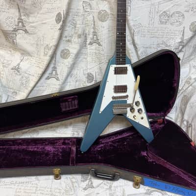 1992 Replica ‘67 Flying V Factory Frost Blue Lacquer Factory Reclaimed 1960’s Wood, 1967 Factory Parts, Wiring, Pat No Pickups Melody Maker Fingerboard Etc image 1