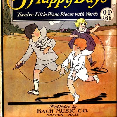 Juvenile Happy Days Twelve Little Piano Pieces with Words Book OP166 Bach Music Co. 1925 Piano Book 1925 - Vintage from 1925 Music Sheet Book image 1