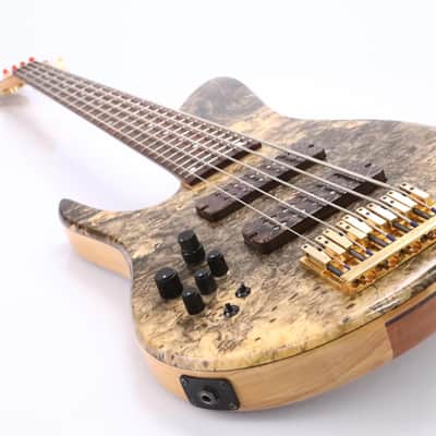 2000 Fodera Imperial Beezelite Buckeye Burl 5-String Bass Guitar Lefty #50662 image 10