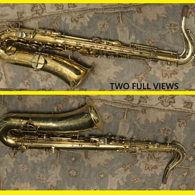 MAKE OFFER DUBBED "PAN AND PERKS" LYON AND HEALY TENOR SAXOPHONE ULTRA RARE BURNISHED GOLD PLATED ARTIST MULTI PORTRAITS TOP FINISH #6 SPECIAL ORDERED ORIGINAL MPC image 2