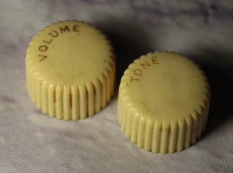 1960's Harmony Rocket - Original CUPCAKE KNOBS ( Pair ) Volume & Tone image 1