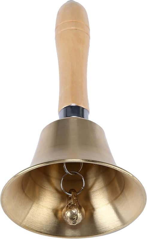 Extra Loud Solid Brass Hand Call Bell with Wooden Handle image 1