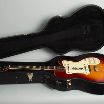 Silvertone Thin Twin Model 1369L Semi-Hollow Body Electric Guitar, made by Kay (1957), ser. #L7969-5905, black tolex hard shell case. image 10