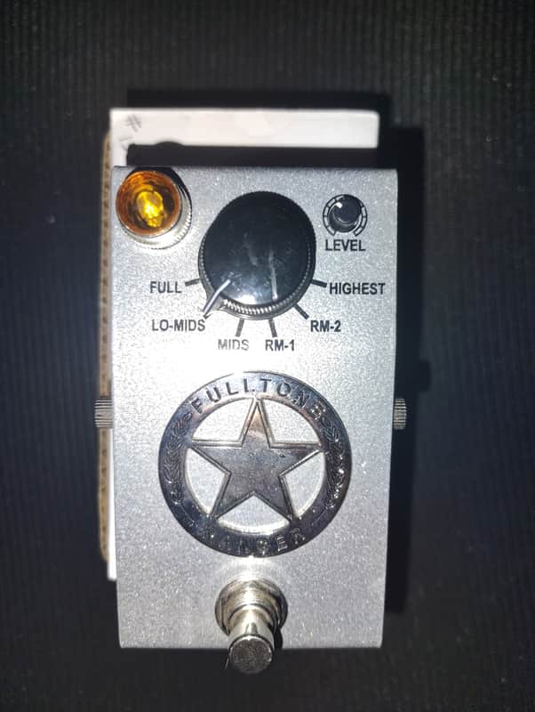 Silver guitar effects pedal with "Fulltone Ranger" logo and knobs.