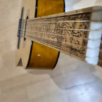 Fretless 3/4 Sized Classical Guitar with Pyrography Neck image 8