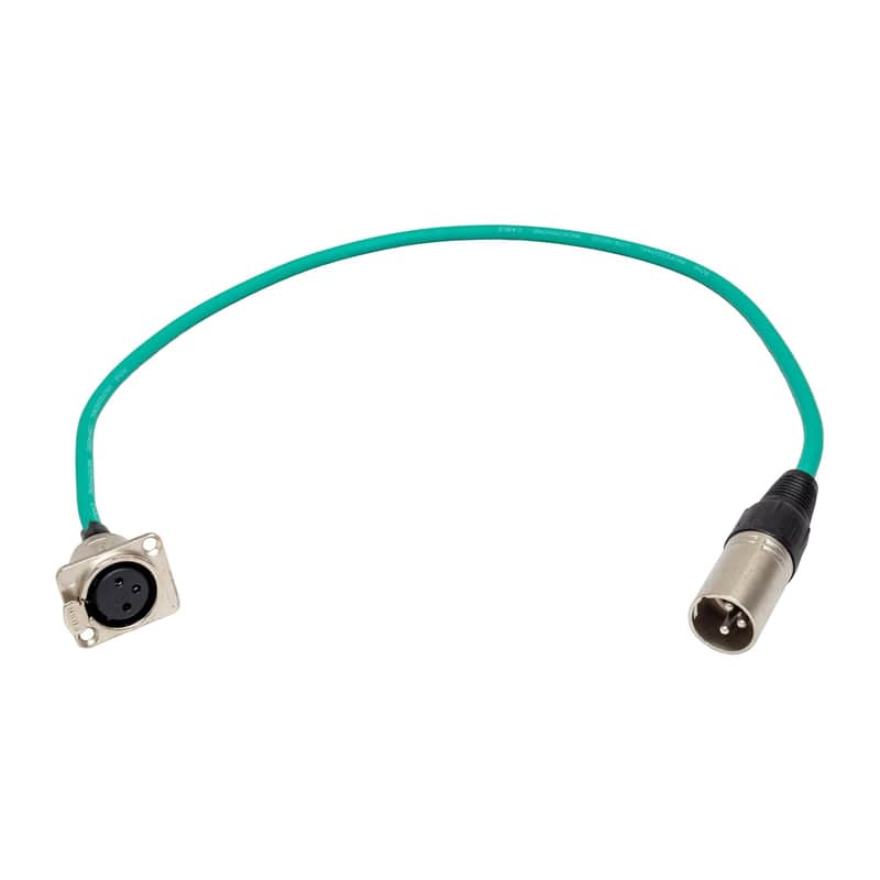 2Ft Pigtail: Xlr Female Panel Mount To Xlr Male Plug (Green) image 1