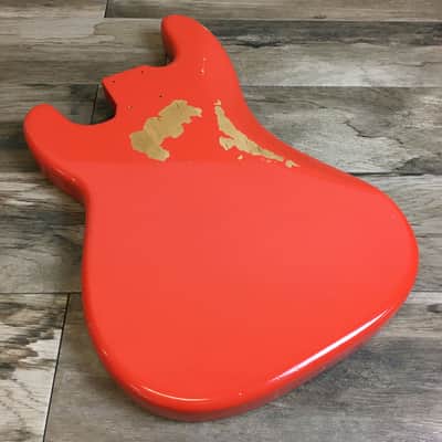 Made to Order - FRANCHIN Jupiter bass body PINO PALLADINO REPLICA Relic Aged Fiesta Red 100% Nitro Lacquer Alder Precision-Bass Style Made in Italy image 8