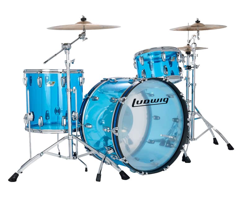Ludwig Vistalite Pro Beat 3pc Shell Pack w/ 24" Kick - Blue - Used image 1