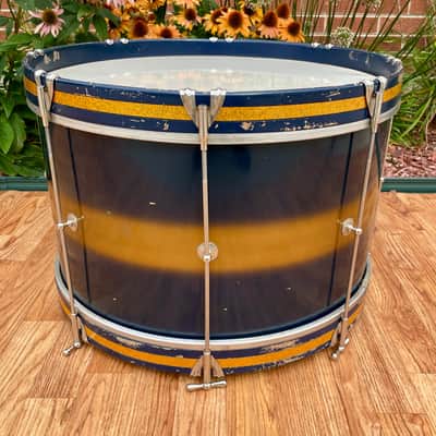 1950s-1960s Ludwig Transition Badge 12x20 Bass Drum Dark Blue / Gold Duco image 5