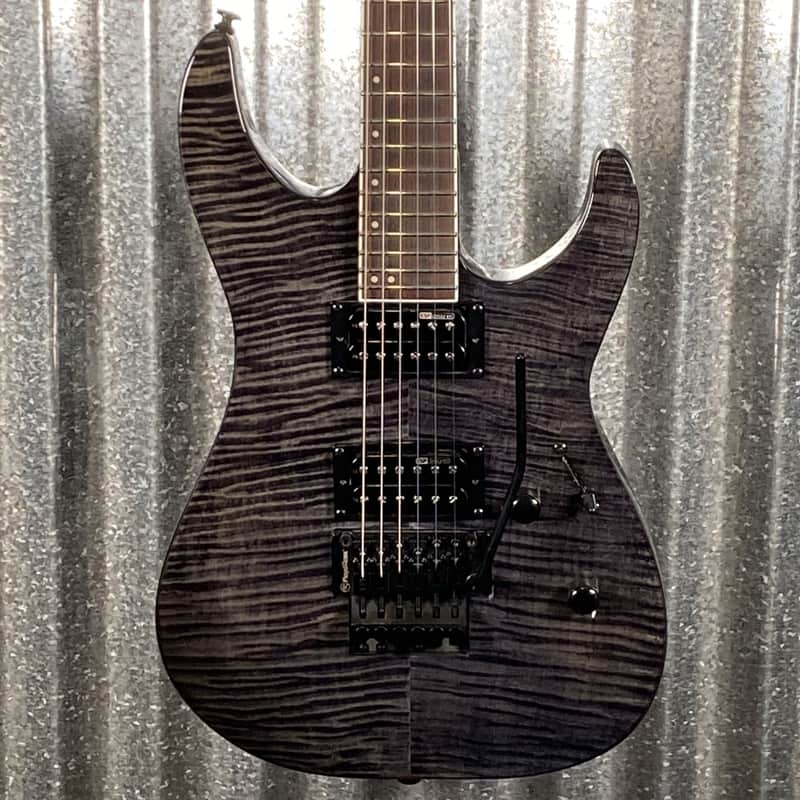 ESP LTD M-200 Flame Top See Thru Black Guitar M200FMSTBLK #0648 Used image 1