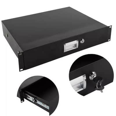 19 " Rack Mount 2U Locke Drawer Audio Dj Server Rack Storage Cabinet With Keys image 1