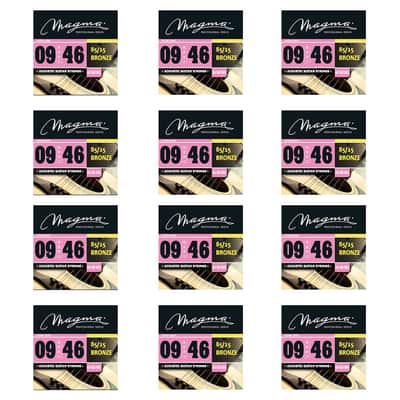 Magma Acoustic Guitar Strings Ultra Light Gauge 85/15 Bronze Set, .009 - .046 (GA100B85) - 12 Set image 1