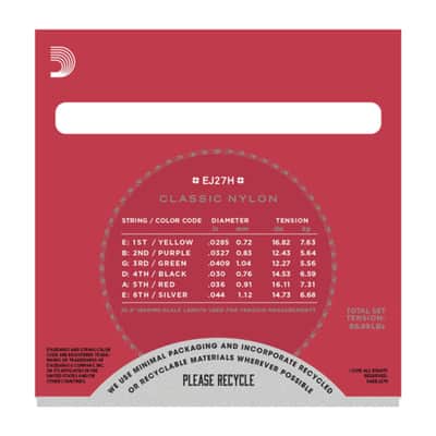 D'Addario Classical Guitar Strings EJ27H Silverplated, Hard - Classic Guitar Strings image 3