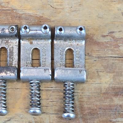 Vintage 1950s 1960s Fender Stratocaster Bridge Saddles - Set of 5 image 9