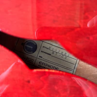 Rare 1980 Matsumoku Epiphone Riviera Semi-Hollow Blue Label Stop Tail Heritage Cherry MIJ Japan image 17