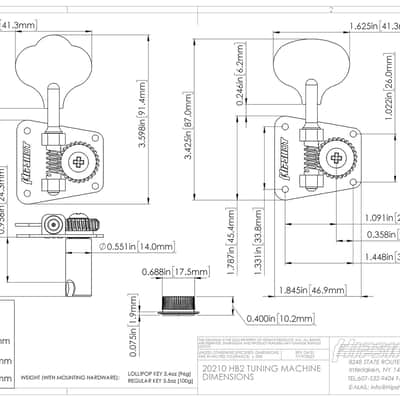 NEW Hipshot HB2 BASS TUNER - CLOVER KEY - NICKEL TREBLE 20210NT image 2
