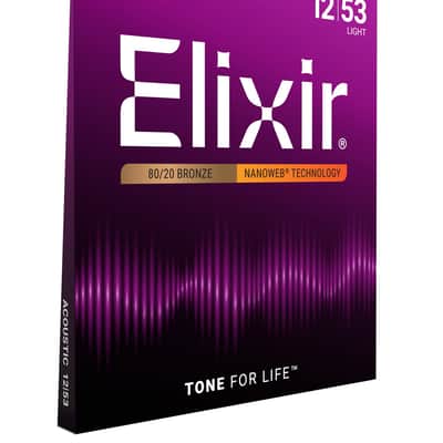 Elixir Nanoweb Acoustic 80/20 Bronze Strings, Light 12-53 image 2