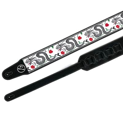 The Jimmy Dragon Suit Guitar Strap in White - Vtar Vegan Guitar Straps image 4