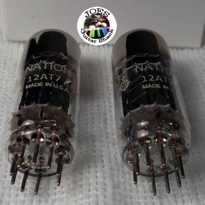 1960's National 12AT7 6201 ECC81 Triple Mica Long Black Ribbed Plate "Super Strong Match Pair Tubes" 7000+ of 5500 = 120% The Best Sounding 12AT7 & Extremely Rare For Guitar Bass & Hi Fi Amps! #61 image 3