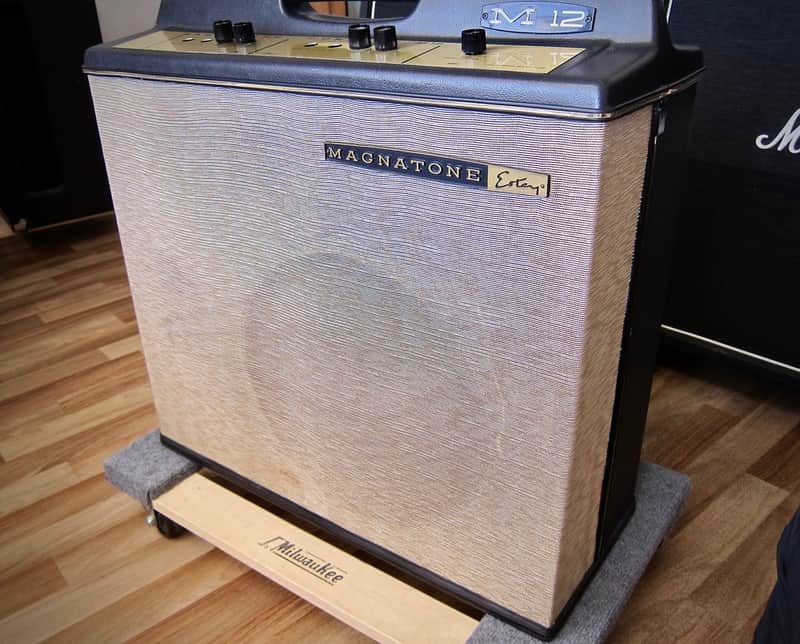 MAGNATONE M12 Tube Bass & Guitar Amp (2) EL-34s 1-15 Circa-1963 Black Moulded Cabinet image 1