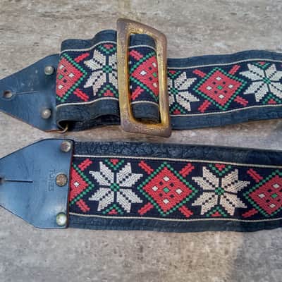 Vintage 1970's Ace-Style 3" Wide Guitar / Bass Strap! Flower Pattern, Metal Buckle! image 1