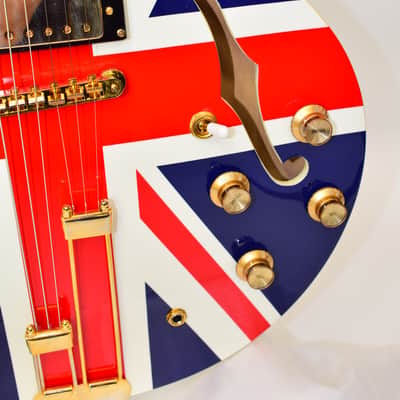 2014 Epiphone Union Jack Sheraton (Model E212T) Semi-Hollow Electric Guitar w/ Case & COA image 6