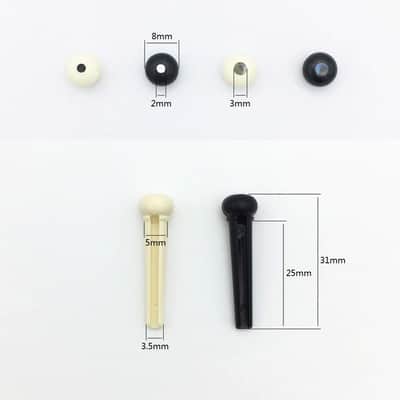 Acoustic Guitar Bridge Pins Set | Ivory and Black Bridge Pegs with Pin Puller Tool | Guitar Replacement Parts image 7