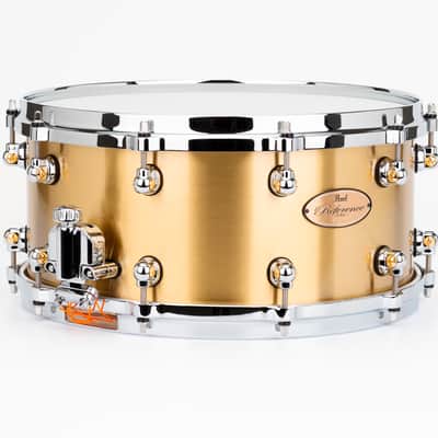 Pearl Reference One 14x6.5" Cast Brass 3mm Snare Drum Mastercast Die-cast Hoops Swivel Lugs Glide-lock Strainer RF1B1465 | WorldShip | Authorized Dealer image 2