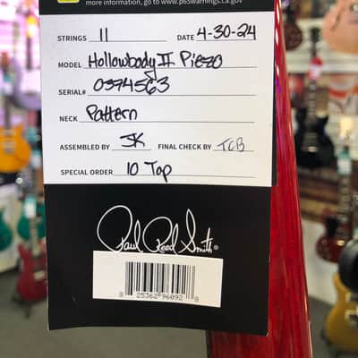 Paul Reed Smith PRS Hollowbody II Piezo 10 Top Charcoal Cherry Burst image 23