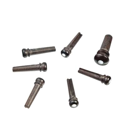 D'Addario PWPS3 Wood Bridge Pins, Ebony with Pearl Inlay image 3