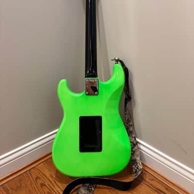 Unbranded Strat-style HH guitar with Floyd Rose - Neon Green image 8