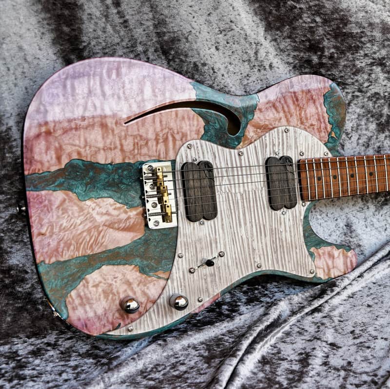 Build to order GB Liuteria Traditional Tele Semi Hollow fuchsia mapple and resin image 1