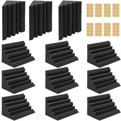 12 Pack Set 7" X 7" X 12" Acoustic Foam Bass Traps Corner Studio Foam with Adhesive Tape image 1