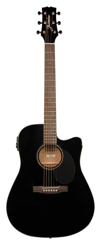 Jasmine JD39CE-BLK Dreadnought Acoustic Electric Guitar. Black Finish image 1