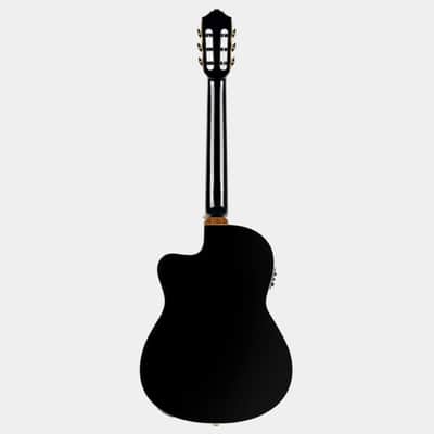 Immagine Ortega Guitars RCE138-T4BK Feel Series Slim Neck Acoustic-Electric Guitar TL Nylon w/ Bag, Black - 14