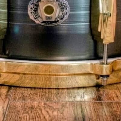 Ludwig LBR05514CX 110th Anniversary Heirloom Black Brass 5.5x14" 10-Lug Snare Drum with Brass-Plated Hardware 2019 - Brushed Black Brass image 2