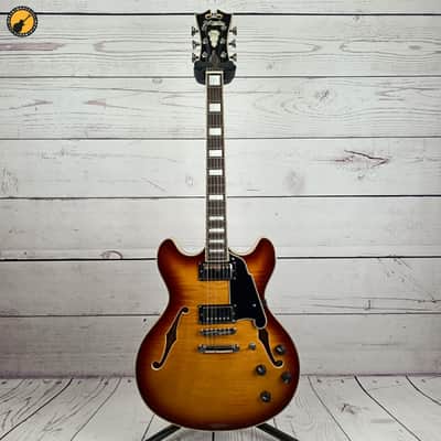 D'Angelico Premier DC Semi-Hollow Double Cutaway with Stop-Bar Tailpiece 2023 - Present - Dark Iced Tea Burst image 1